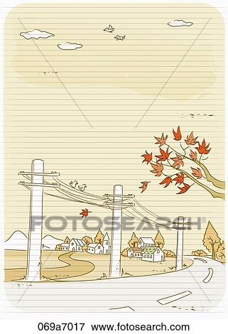 The image of letter with colored leaves and road View Large Illustration Stock Illustration - The image of letter with colored leaves and road. Fotosearch