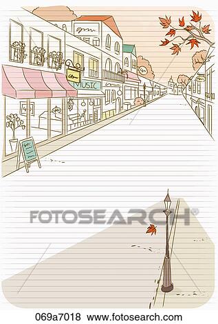 The image of letter with colored leaves and street View Large Illustration Stock Illustration - The image of letter with colored leaves and street. Fotosearch