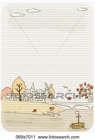 Clip Art - The image of letter with fall landscape . Fotosearch