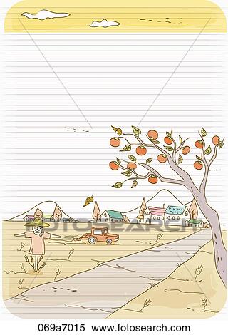 Stock Illustration - The image of letter with fall landscape . Fotosearch