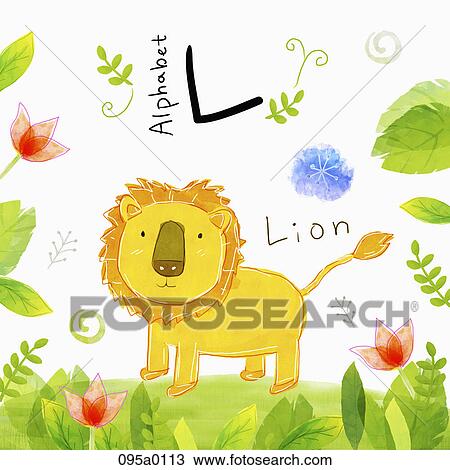 The image of lion with alphbet letter l View Large Illustration Drawing - The image of lion with alphbet letter l. Fotosearch