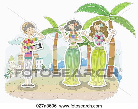 The image of man taking picture of hula dancers in Hawaii View Large Illustration Stock Illustration - The image of man taking picture of hula dancers in Hawaii. Fotosearch