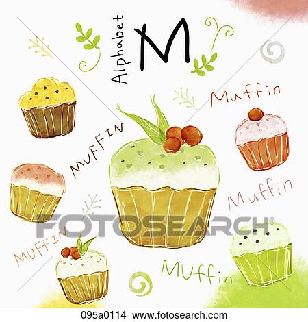 The image of muffin with alphbet letter m View Large Illustration Stock Illustration - The image of muffin with alphbet letter m. Fotosearch