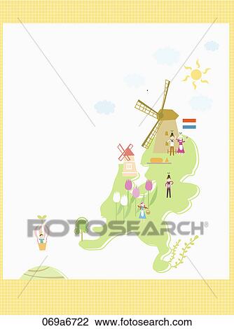 Drawing - The image of netherland. Fotosearch