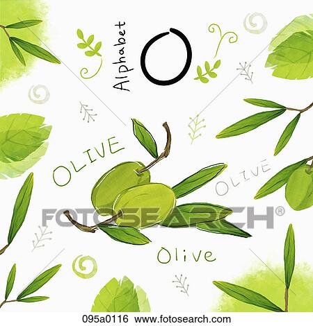Stock Illustration - The image of olive with alphbet letter o. Fotosearch