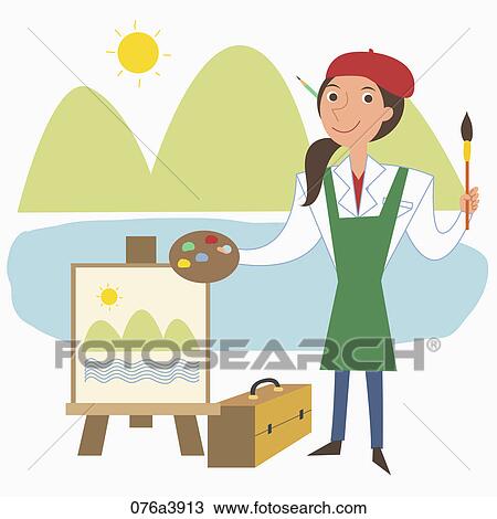 Drawing - The image of painter. Fotosearch