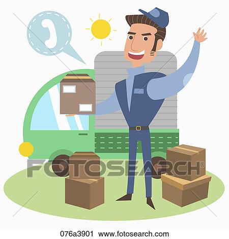 Clip Art - The image of parcel service man . Fotosearch