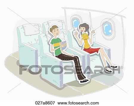 Stock Illustration - The image of people in the airplane. Fotosearch