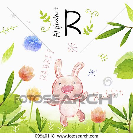 Stock Illustration - The image of rabbit with alphbet letter r. Fotosearch