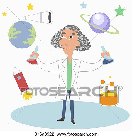 Drawing - The image of scientist. Fotosearch