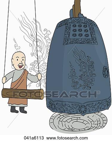 The image of Silla King sengdeok bell View Large Illustration Drawing - The image of Silla King sengdeok bell. Fotosearch