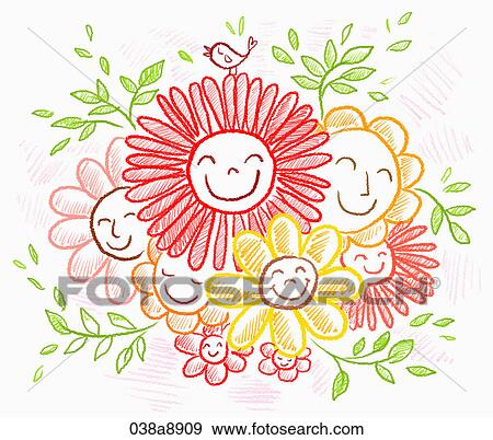 The image of smiling flowers View Large Illustration Stock Illustration - The image of smiling flowers. Fotosearch