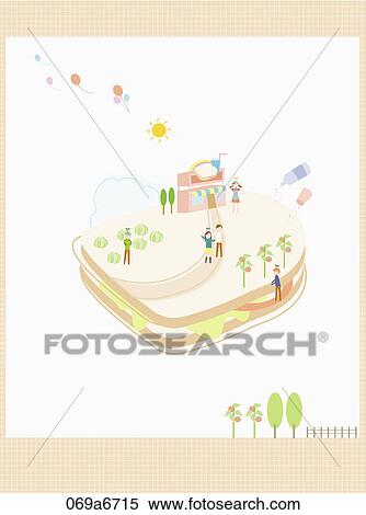The image of town on the sandwich View Large Illustration Stock Illustration - The image of town on the sandwich. Fotosearch