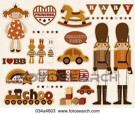 Drawing - The image of toys in brown color. Fotosearch