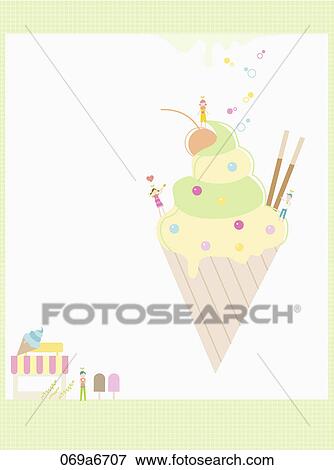 The image of yellow and green icecream View Large Illustration Stock Illustration - The image of yellow and green icecream. Fotosearch