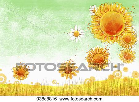 The image of yellow colored flowers View Large Illustration Stock Illustration - The image of yellow colored flowers. Fotosearch