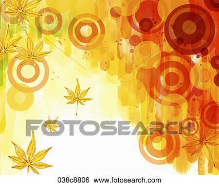 The image of yellow colored leaves and circles View Large Illustration Stock Illustration - The image of yellow colored leaves and circles. Fotosearch