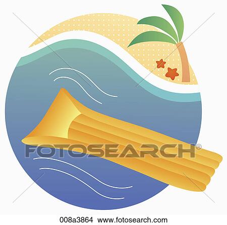 tube bed is floating on the sea View Large Illustration Stock Illustration - tube bed is floating on the sea. Fotosearch