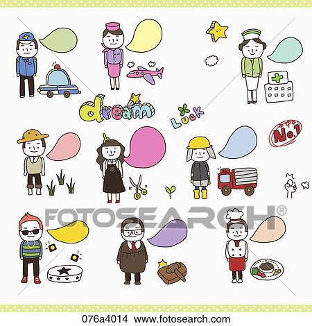 Stock Illustration - Various icons of dream jobs. Fotosearch