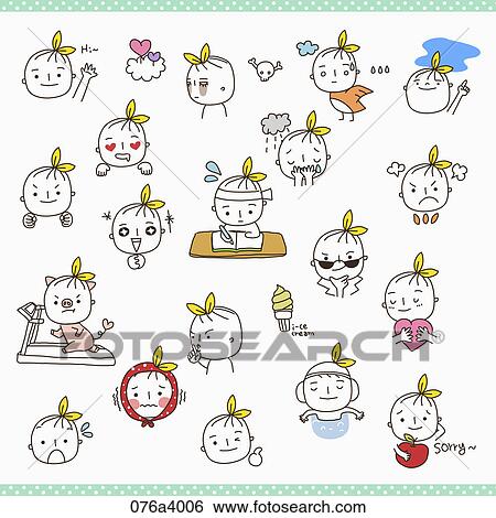 Various icons of facial expressions View Large Illustration Stock Illustration - Various icons of facial expressions. Fotosearch