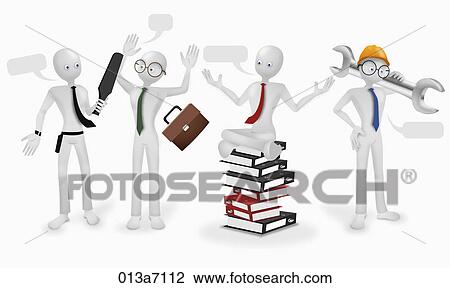 Drawing - Various images for business man. Fotosearch