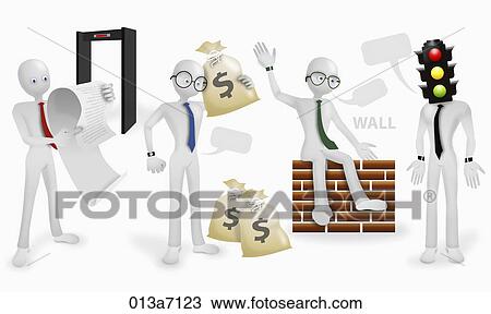 Drawing - Various images for business man. Fotosearch