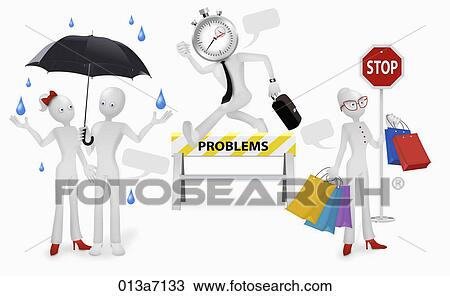 Drawing - Various images for business man. Fotosearch
