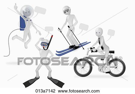 Drawing - Various images for business man. Fotosearch