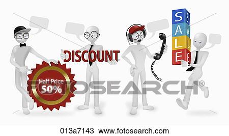 Various images for business man having sale View Large Illustration Drawing - Various images for business man having sale. Fotosearch