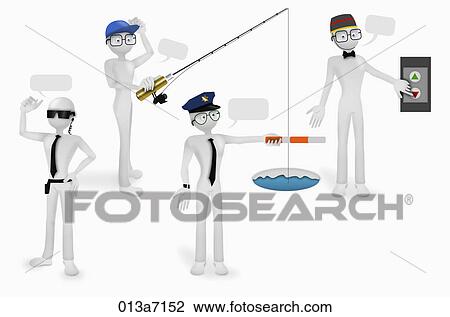 Various images for business man in many occupations View Large Illustration Drawing - Various images for business man in many occupations. Fotosearch