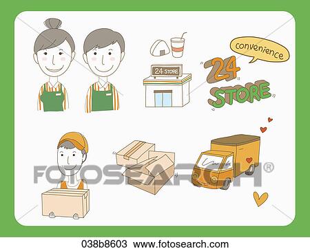 Drawing - Various images for convenient store. Fotosearch