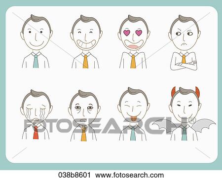 Various images for facial expression View Large Illustration Clip Art - Various images for facial expression. Fotosearch