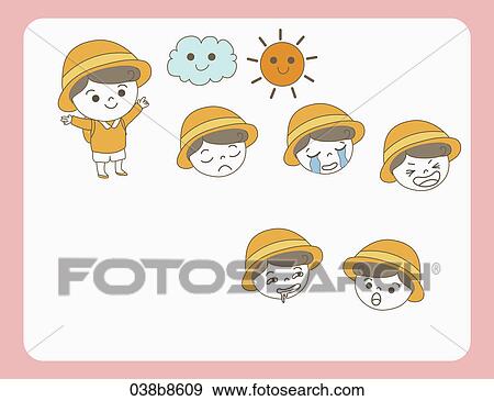 Stock Illustration - Various images for facial expression of kid. Fotosearch