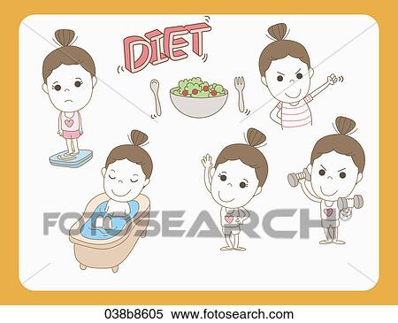 Stock Illustration - Various images for losing weight. Fotosearch