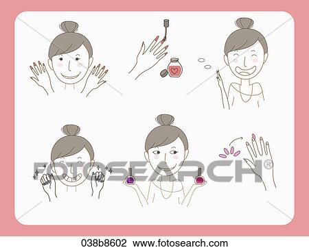 Various images for nail care View Large Illustration Drawing - Various images for nail care. Fotosearch