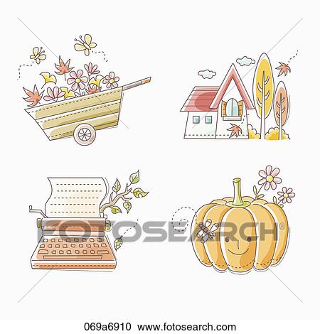Various images for the fall View Large Illustration Clipart - Various images for the fall. Fotosearch