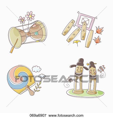 Various images for traditional stuff View Large Illustration Stock Illustration - Various images for traditional stuff . Fotosearch