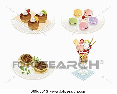 Drawing - Various images of dessert. Fotosearch