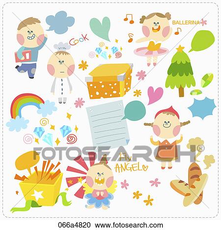 Clipart - Various images of kid doing different activity . Fotosearch
