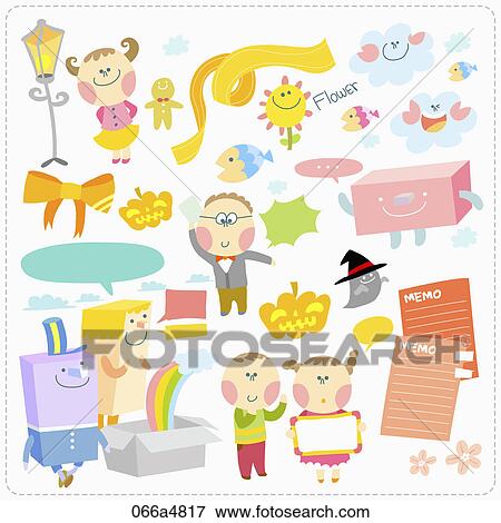Various images of kid doing different activity View Large Illustration Stock Illustration - Various images of kid doing different activity . Fotosearch