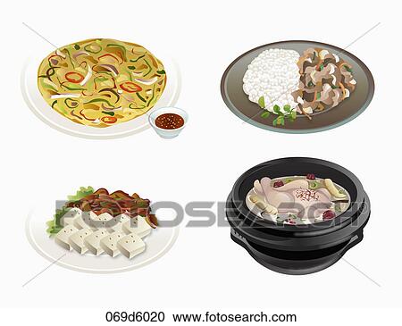 Clipart - Various images of Korean food. Fotosearch
