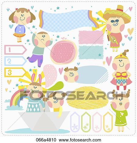 Various images of playing kid View Large Illustration Clipart - Various images of playing kid . Fotosearch