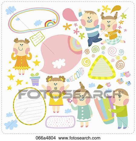 Stock Illustration - Various images of playing kid. Fotosearch
