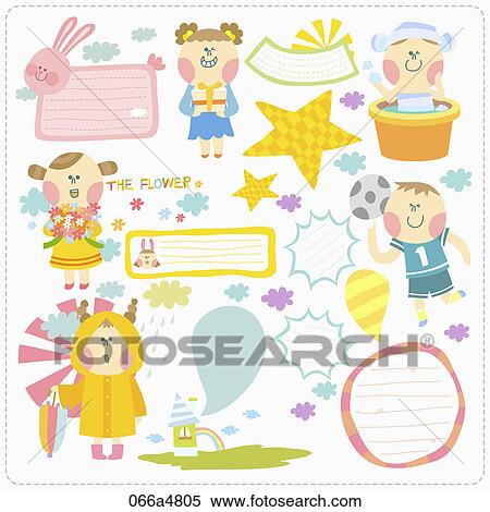 Stock Illustration - Various images of playing kid. Fotosearch
