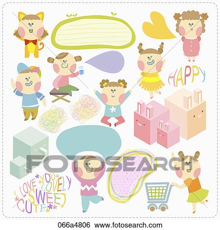 Stock Illustration - Various images of playing kid. Fotosearch