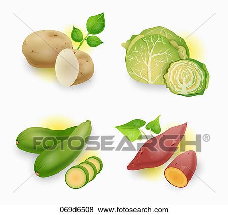 Various images of vegetable View Large Illustration Stock Illustration - Various images of vegetable. Fotosearch