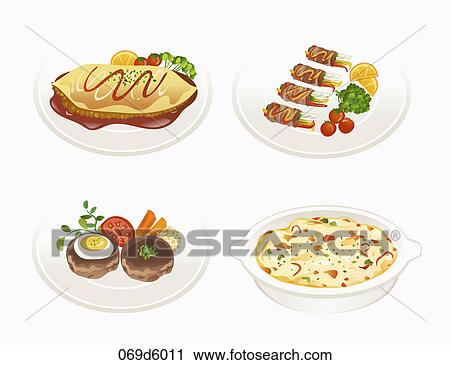 Various images of western food View Large Illustration Clip Art - Various images of western food. Fotosearch