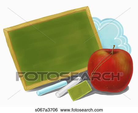 Various letter papers of a blackboard and an apple View Large Illustration Stock Illustration - Various letter papers of a blackboard and an apple. Fotosearch