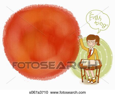 Various letter papers of a girl in uniform studying View Large Illustration Clipart - Various letter papers of a girl in uniform studying. Fotosearch