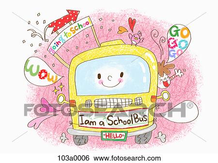 Stock Illustration - Various school related drawings of a school bus. Fotosearch